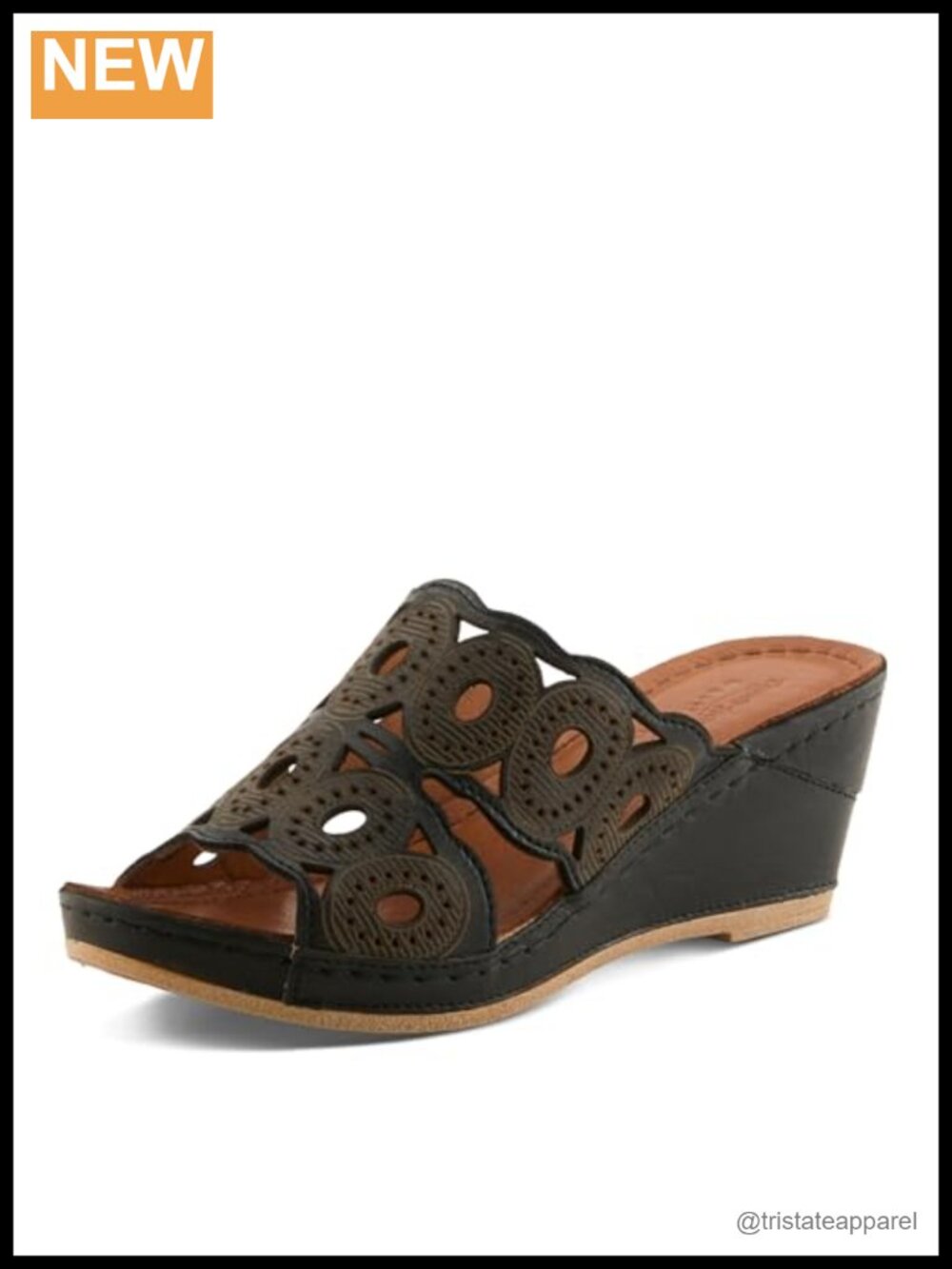 Labarnas Leather Slide Sandal Wedge Comfort Padded Insole